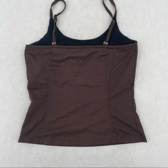 LOLE Womens Brown perforated Athletic Spaghetti strap tank top size: Small - Picture 2 of 10